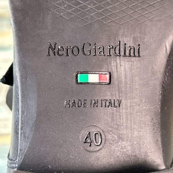 Nero Giardini Boots Womens 10/40 Black Leather Zip Moto Biker Ankle Grunge Punk - Picture 11 of 11